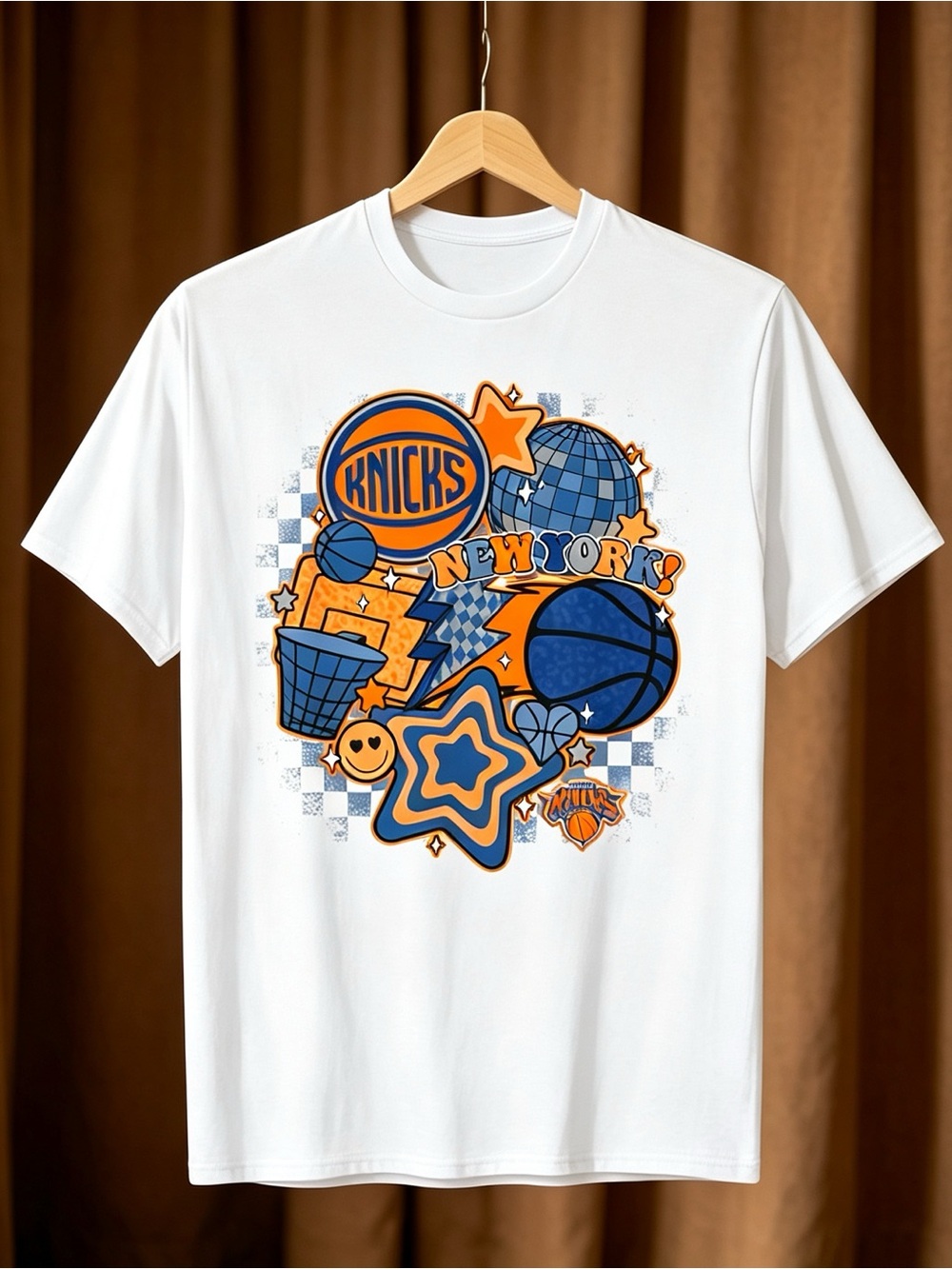 New York Knicks Psychedelic Basketball Collage Unisex T-Shirt